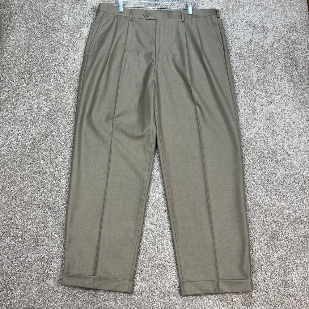 Perry Ellis America Power Thread Pants Mens 40x32 Khaki Dress Straight‎ Leg NEW